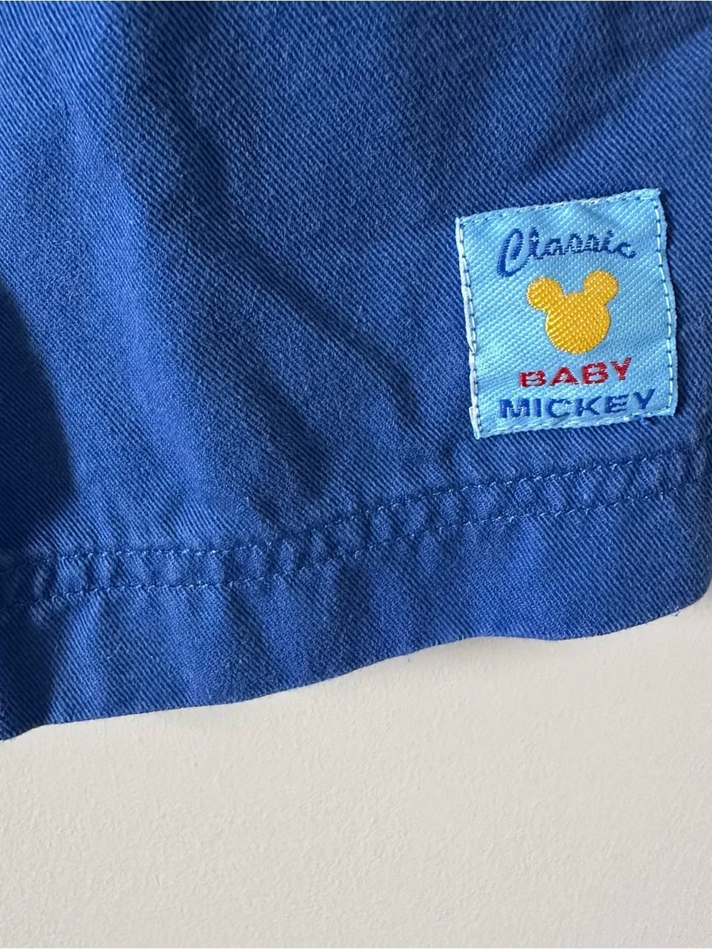 Vintage Disney Baby Mickey & Co Overalls Shortals 6/9 Months Blue Cotton 90s - Picture 5 of 14